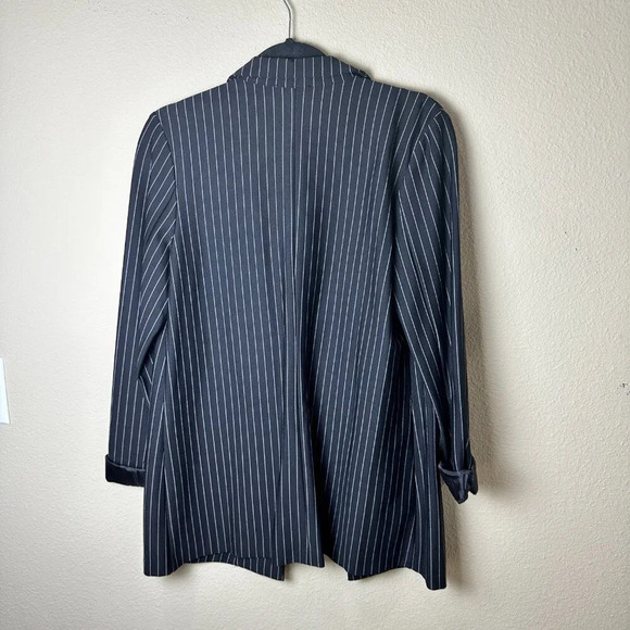 NWOT Boutique HAVE Brand Pinstripe Longline Black Open Front Blazer - size Large - Picture 7 of 8